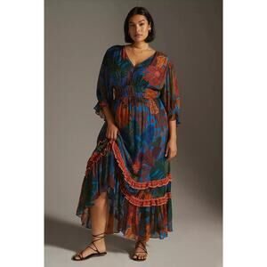 Farm Rio Puff Sleeve Maxi Dress. Size L